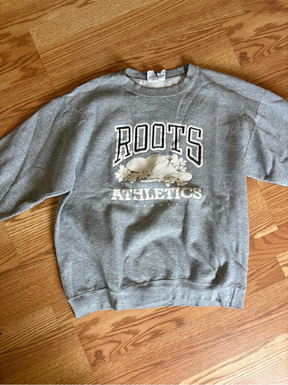 Roots Gray Crewneck Sweatshirt with Athletics Graphic